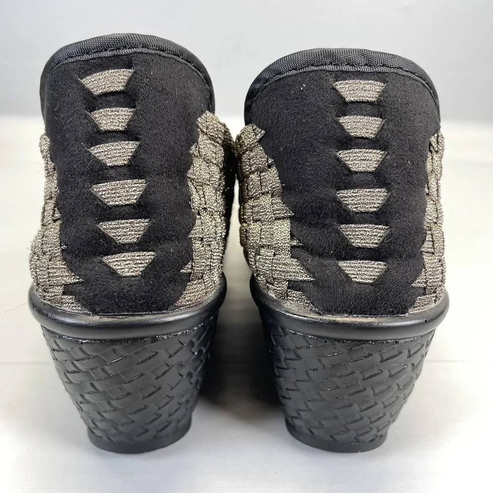 Bernie Mev Wedge Sandals Womens Size 8.5 Brown Woven Slip On Comfort Shoes